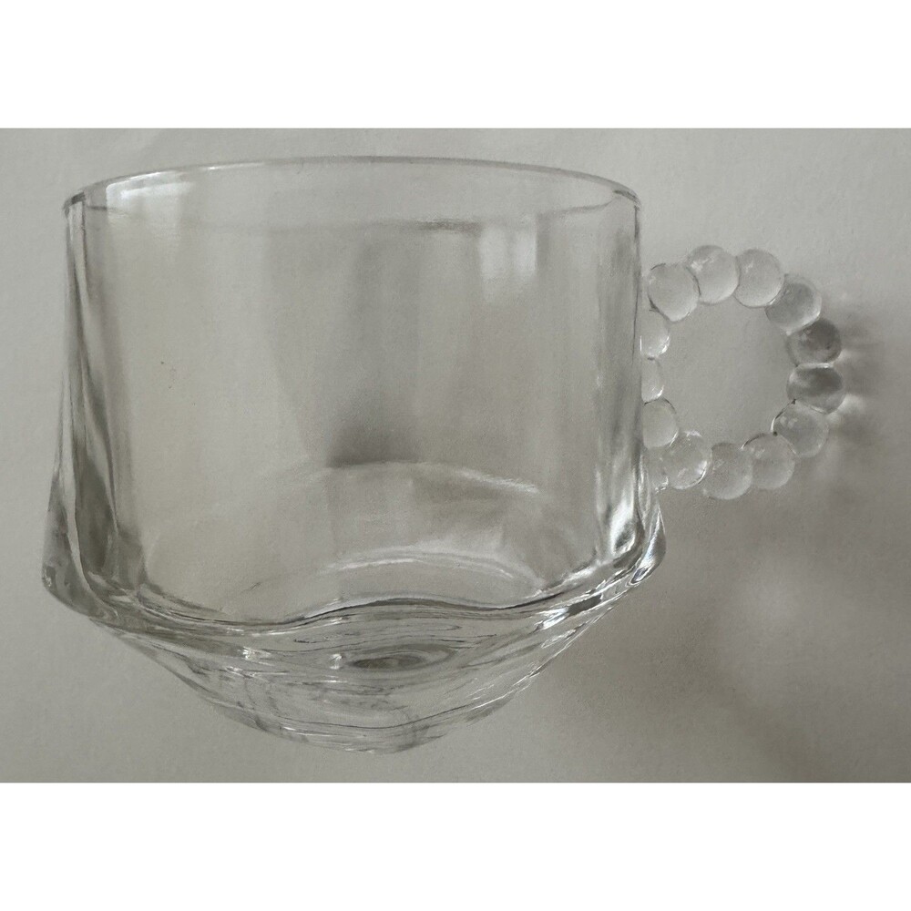 11 Vintage Hazel Atlas Orchard Punch Cups Beaded Handle Square Bottom